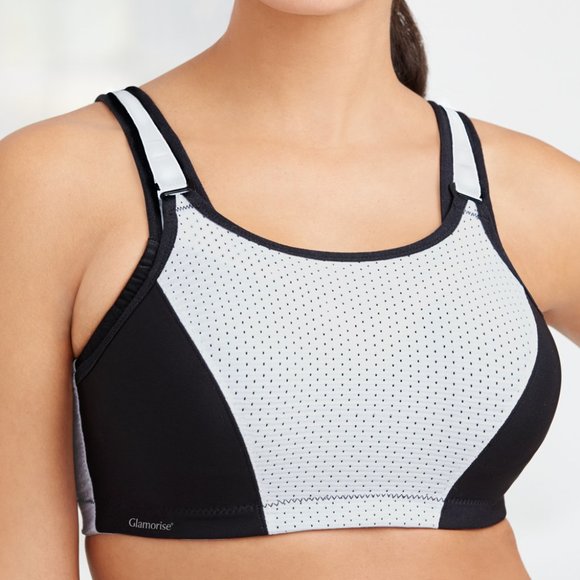Glamorise SPORT Bra 46DD (DOUBLE-LAYER) Wicking (PADDED-STRAPS) WHITE NEW - Picture 4 of 14